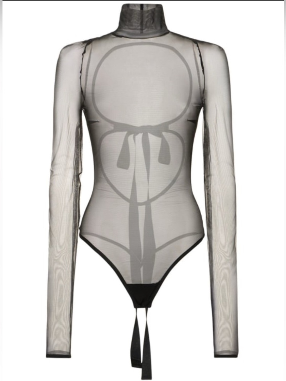 Nensi Dojaka Black Open Back Turtleneck Mesh Bodysuit XS NWT